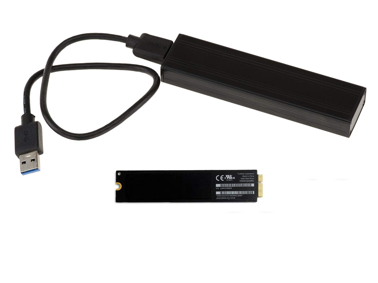 KALEA-INFORMATIQUE Enclosure for Mac Air 2010 2011 SSDs to USB3 (USB 3.0 5G) for 6+12-pin Mac SSDs (MC505 MC506 MC965 MC968)