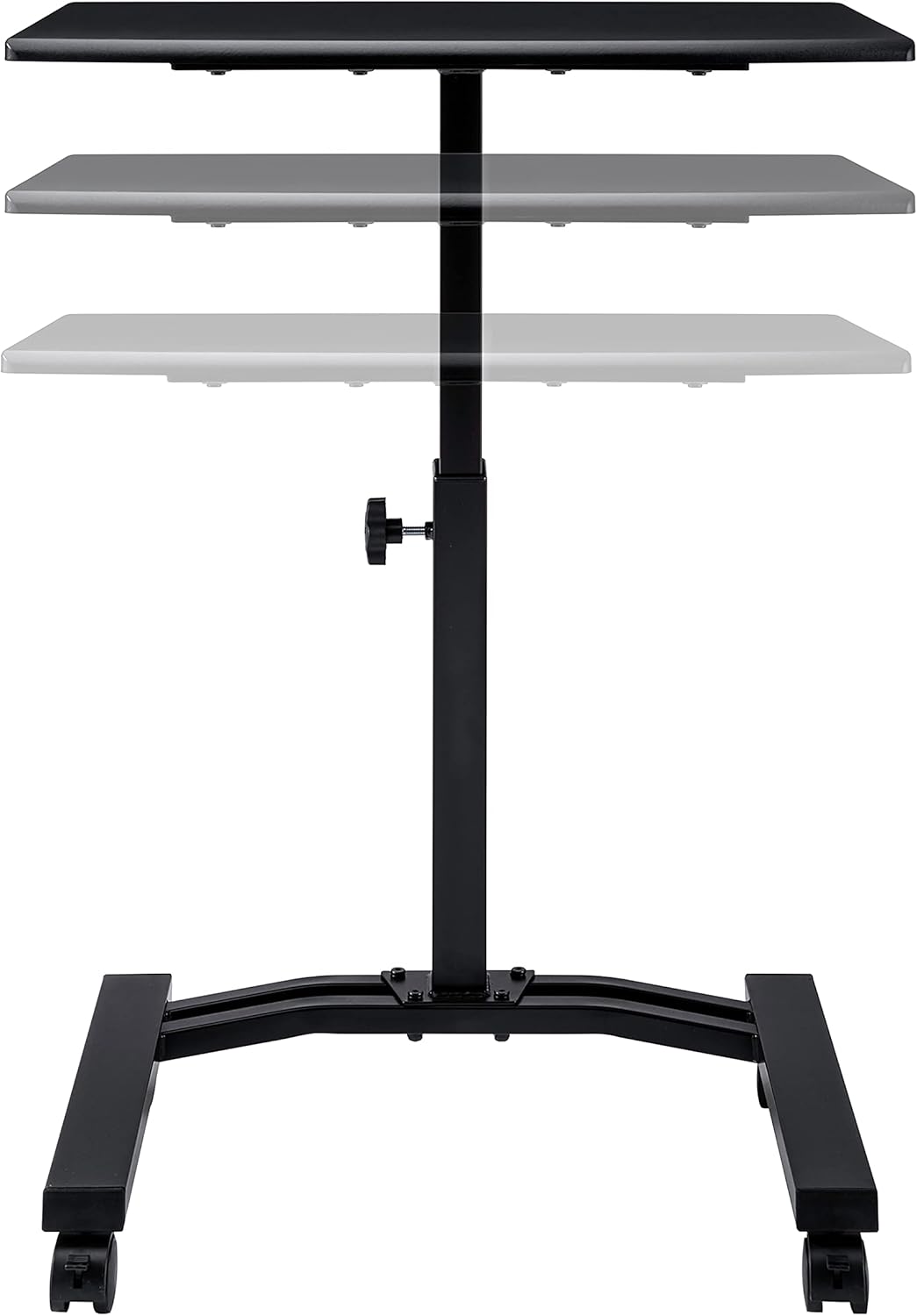 Seville Classics Height Adjustable Sitting Mobile Laptop Desk Cart Ergonomic Table, Flat (23.6"), Black: Furniture & Decor