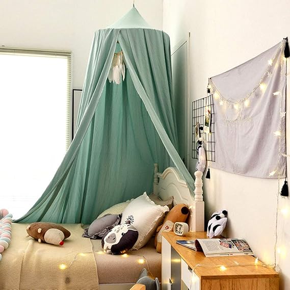 Mosquitera Para Cama Con Dosel Para Decoración De Dormitorio De Niñas, Red De Cúpula De Doble Capa De Malla De 360 ° Alrededor, Cortinas De Cama De Princesa Con Gancho,Rojo,2m