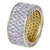 JINAO 18K Gold 11mm Eternity Wedding Engagement Band MICROPAVE CZ Iced Out Mens Ring¡­