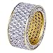 JINAO 18K Gold 11mm Eternity Wedding Engagement Band MICROPAVE CZ Iced Out Mens Ring