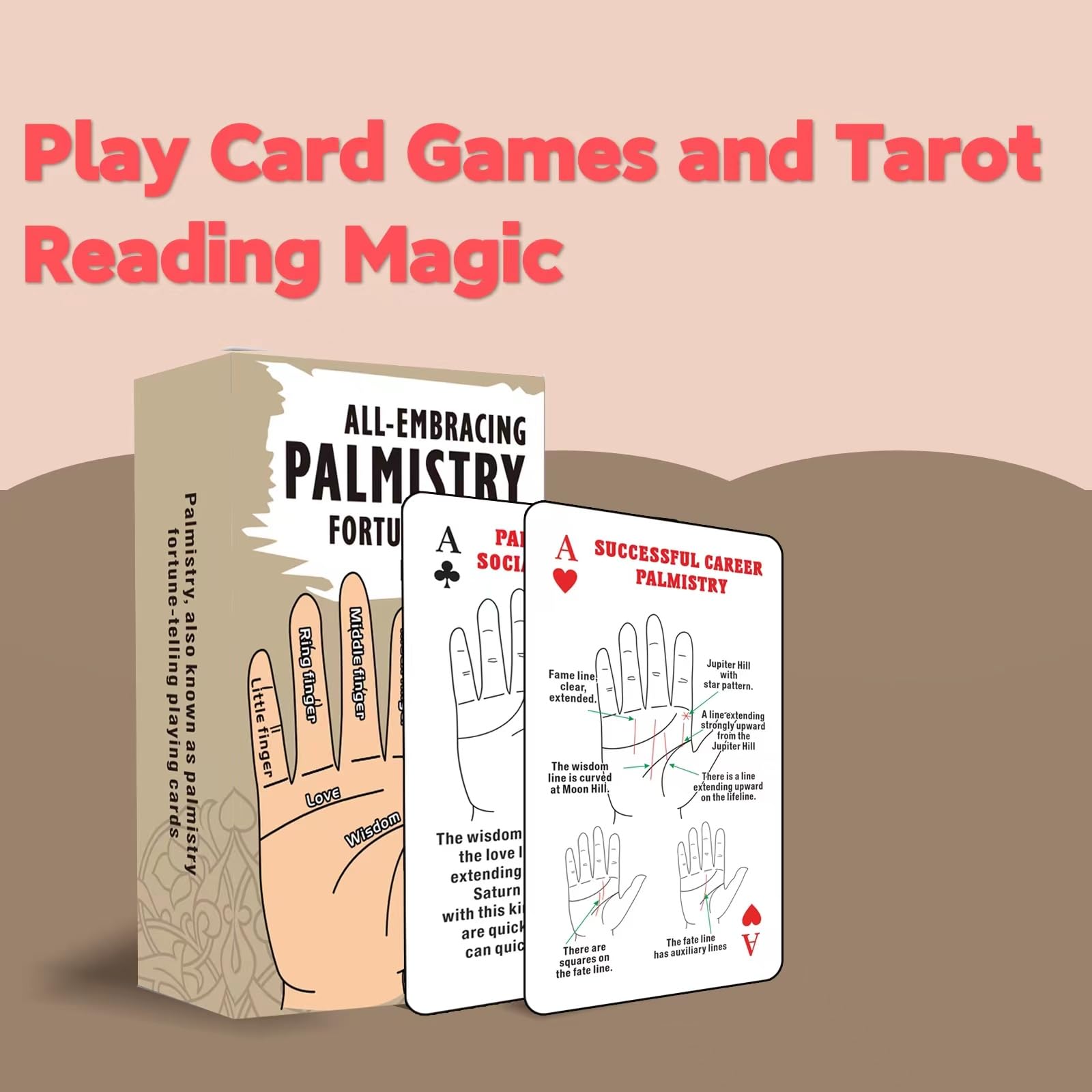 ZHQGYN All-Embracing Palmistry Fortune-Telling Playing Oracle Cards, Tarot Cards for Beginners, Unique Oracle Deck and Fun Playing Card, Tarot Deck with Meanings on Them, for Beginners