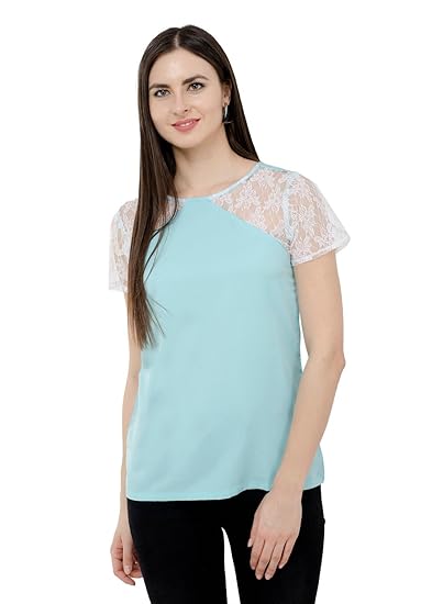 Women's Crepe Turquoise Casual Top