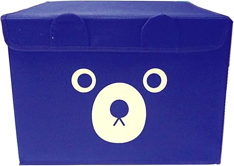 Amazon Update 折りたたみ ベア フタ付き おもちゃ箱 30リットル 収納ボックス 本棚 ブルー 収納ケース ボックス オンライン通販