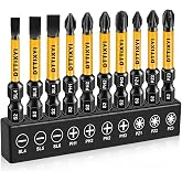 DTTIYXI Magnetic Screwdriver Bit Set, 10 PCS, 2 in, 1/4 in Hex, PH/PZ/SL | S2 steel. Phillips PH1, PH2 x2, PH3. Pozidriv PZ1-PZ3. Slotted flat head SL4-SL6. Hex shank for power drills/impact drivers