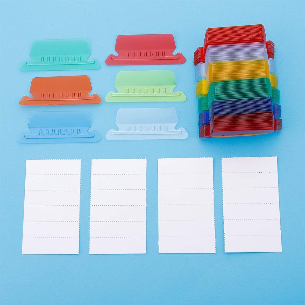 Uspeedy- 120 Sets File Folder Tabs Hanging File Folder Tabs with 300 Sets Inserts for Hanging Folders Clear Plastic Hanging File Tabs for Quick Identification(Colorful): Pet Supplies