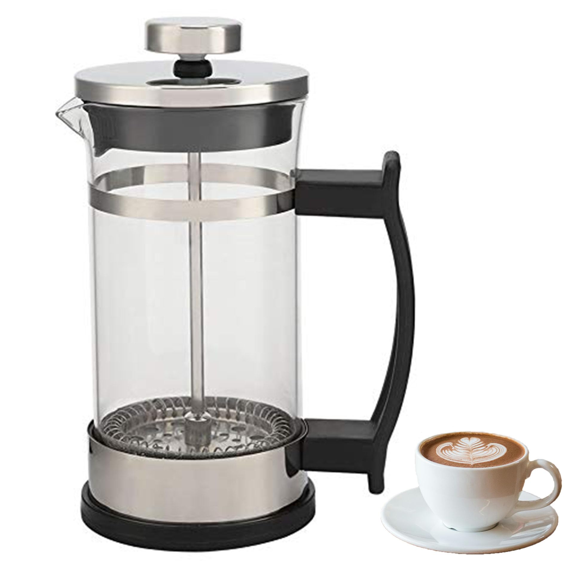 350ml Cafetiere 2 Cups French Press Coffee Maker for Ground Coffee Stainless Steel Filter Pot Household Tea Maker for Filter Coffee, Loose Tea and Milk Froth