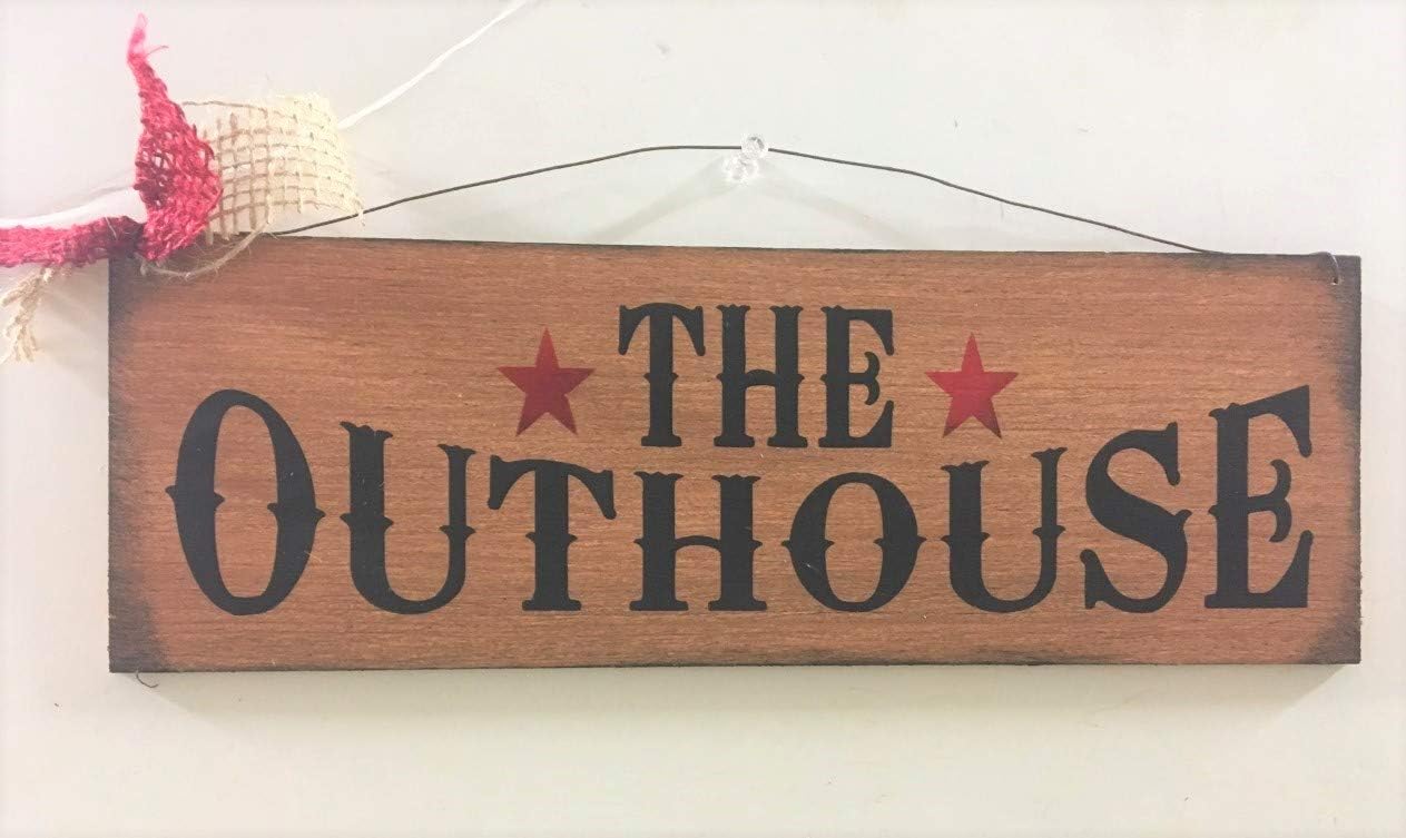 Amazon Com The Outhouse Country Bathroom Hand Stenciled Wooden Wall Art Sign Bath Decor Home Kitchen