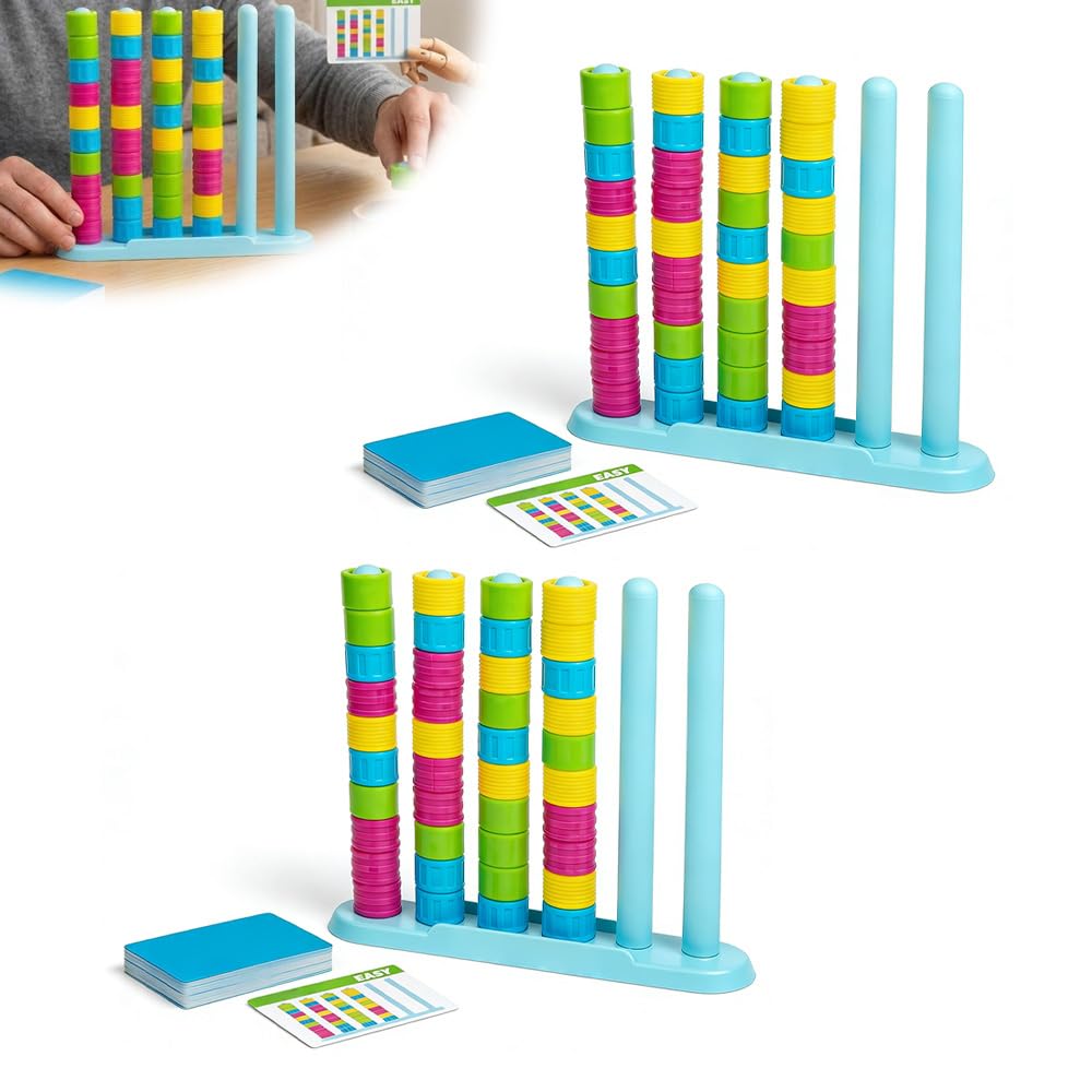 RAINPOT Color Match Challenge Game,Family Board Game - Quick Thinking Stacking Challenge, 2-4 Players, Travel-Friendly Party Game for Game Night (2 Set)