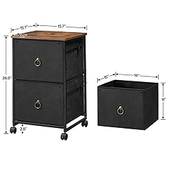 HOOBRO 2 Drawer Mobile File Cabinet, Rolling