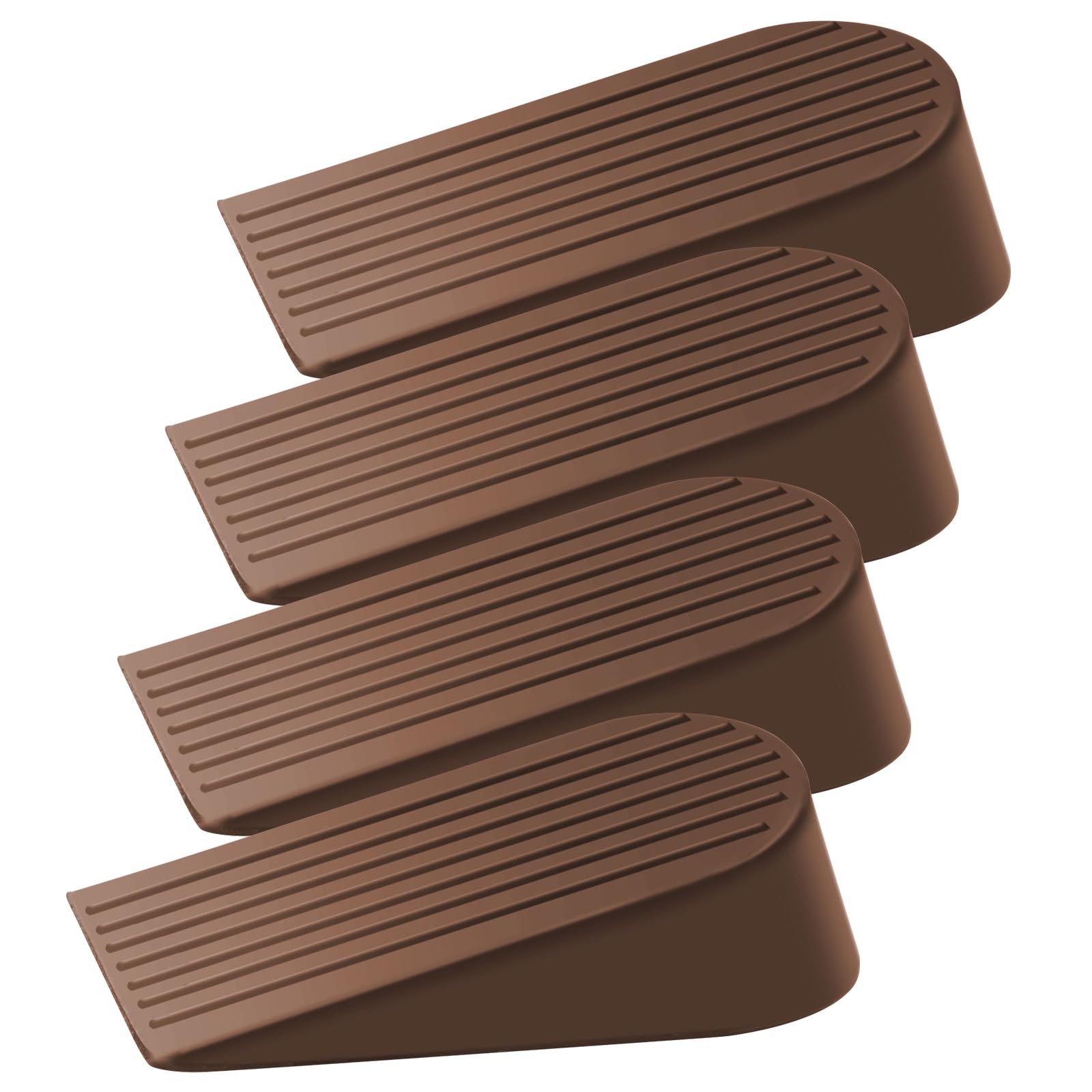TOKPLNU Door Stoppers, Extra Large Door Stop Wedges Brown Heavy Duty Door Wedge Rubber Door Stopper for Floor, Non-Slip Door Holder for Patio Outdoor, Homes,4 Pack — image 1