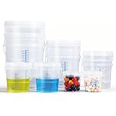 Plastic 5 Gallon Buckets with Scales, Food Grade Plastic Pail, Heavy-Duty, BPA-Free Container with Lids &amp; Handles, Easy Stacking for Home/Commercial Use (2 sets each of : 5Gal 1 Qt, 3 Qt, 5 Qt, 10 Qt)