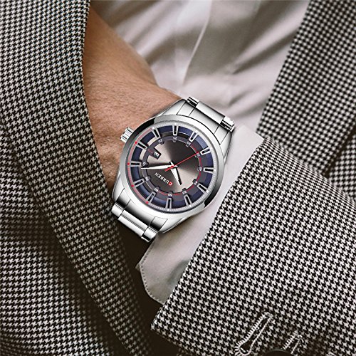 Curren Brand Strap Cuarzo para Hombre Moda Casual Vestido Reloj de Pulsera Fecha Reloj analógico Azul - Imagen 6