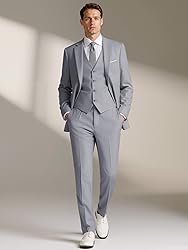 MAGE MALE Mens Two Button 3-Piece Suits Slim Fit