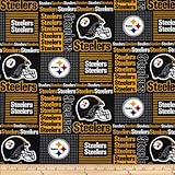 NFL Wide Cotton Broadcloth Pittsburgh Steelers Patchwork Black/Yellow Fabric