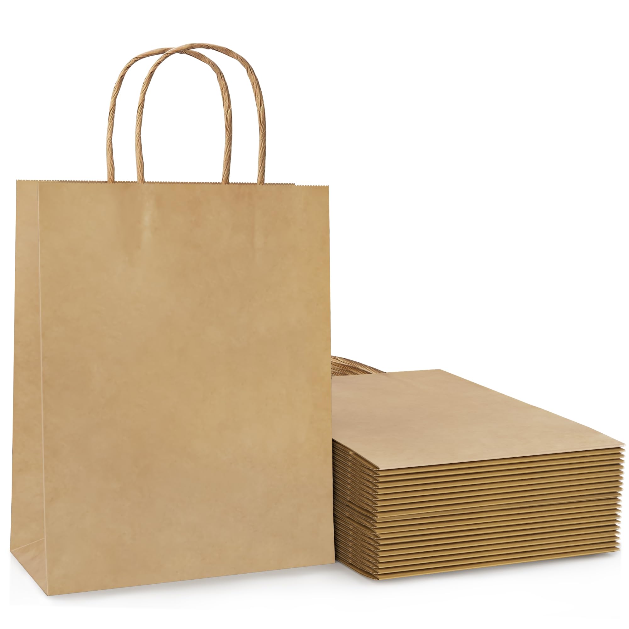 20 Pcs Brown Paper Party Bags with Twist Handles, 120 GSM Kraft Large Brown Gift Bags for Kids Adults Party Favor Birthdays Christmas Baby Showers Weddings Retail and Sweet (27x21x11cm)