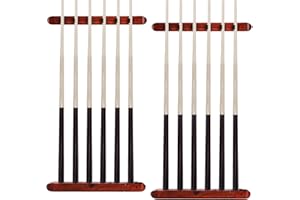 TOPZEA 4-Piece Pool Cue Rack Holder Wall Mount, Wooden Billiard Wall Mounted Hardwood, Wall Racks Set for 6 Sticks Storage, B