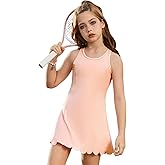 Girls Tennis Dress Sleeveless Pickleball Athletic Dress Golf Outfit with Detachable Built-in Bra & Shorts Pockets