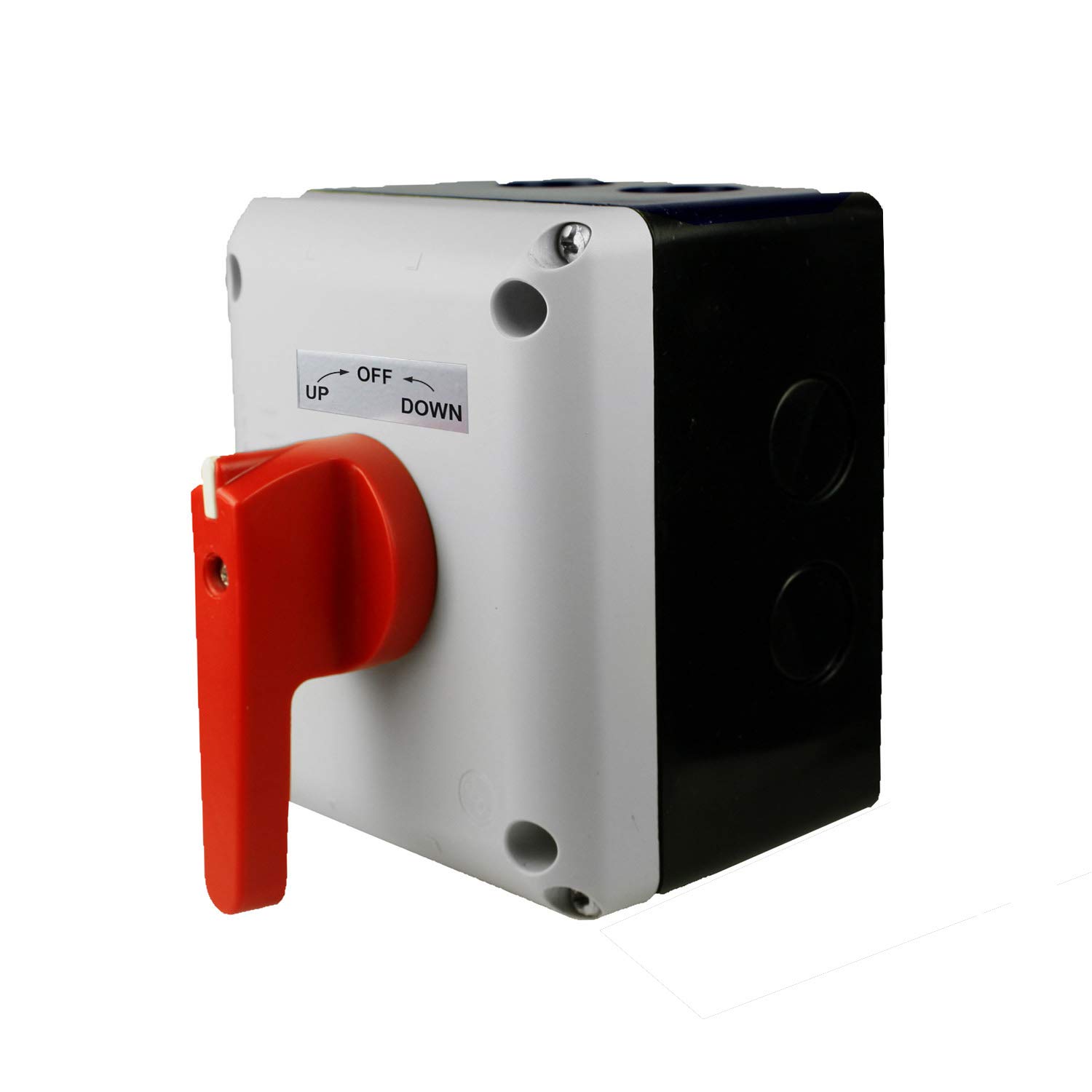 ASI Boat Lift Switch, 3 Phase, Momentary, 5HP/208 Vac, 5HP/240 Vac, 10HP/480 Vac, IP65 Enclosure, Front Mounted Red Handle, UL508 Listed