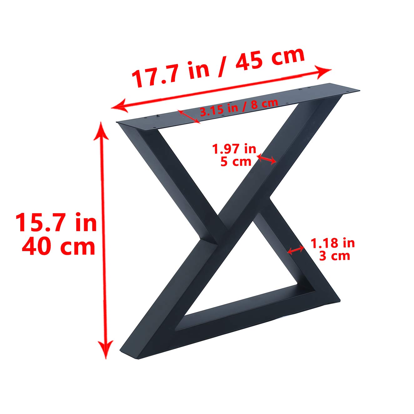 MBQQ 2 Pcs Furniture Legs Rustic Decory Triangle Shape Table Legs,Heavy Duty Metal Desk Legs,Dining Table Legs,Industrial Modern, DIY Iron Bench Legs(H15.7”xW17.7”)