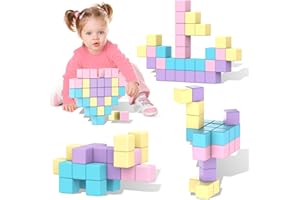 SYSKENI Magnetic Building Blocks Toys for Toddler Girls Boys Age 3-5 5-7 4-8 Macaron Magnetic Blocks Stem Sensory Toys, Preschool Learning Activities Birthday for 3 4 5 6 7 Year Old Boys Girls