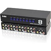 E-SDS 8-Way RCA Switch AV Switcher 8 in 1 Out Composite Selector Box | AV Switch Video L/R Audio Selector Box for DVD STB Game Consoles