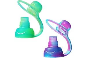 ChooMee SoftSip Food Pouch Top | Baby Led Weaning | No Spill Flow Control Valve, Protects Childs Mouth, 100% Silicone, BPA Free | 2CT Green Purple Swirl