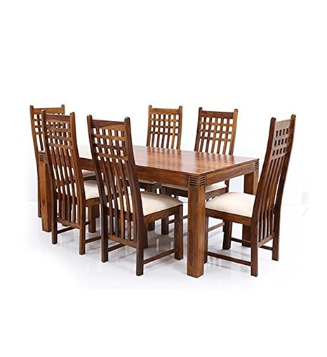 Aprodz Sheesham Wood Avavia 6 Seater Dining Table Set for Home | Dining Furniture | Brown Finish