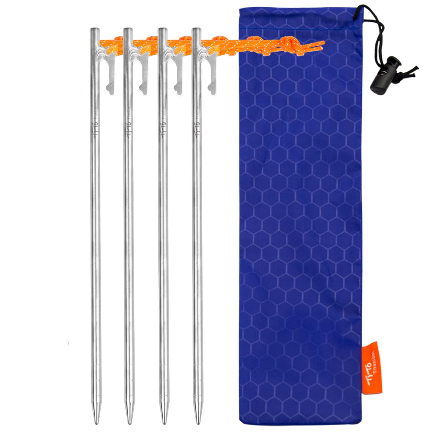 TITO High Strength Titanium alloy tent stakes Tent pegs nail pegs for canopy camping tent (Pack of 4pcs, 8×400mm)