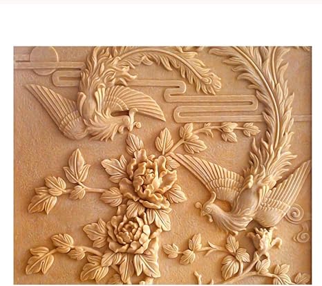 Amazon 牡丹鳳凰 居間の台所壁のための3d壁画壁紙 アートデコレーションポスターカスタム300cm W 210cm H 壁紙