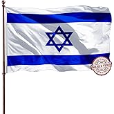 Double Sided Israeli Flag 3x5 Banner Outdoor- Heavy Duty 3Ply 240D Polyester Vivid Colors- Israel Flag Banner 3x5 Large -4 Rows Stitched and Canvas Header with 2 Brass Grommets