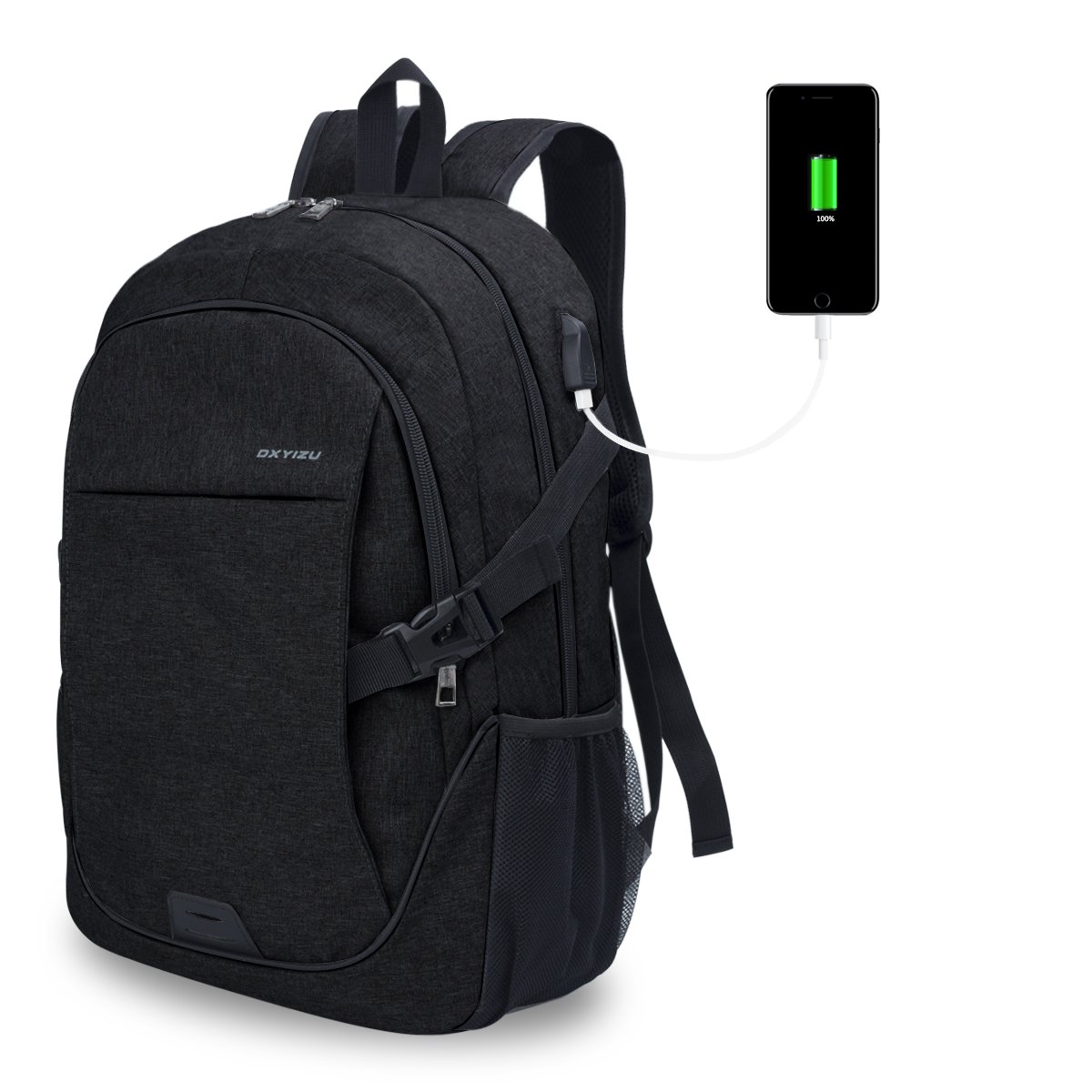 Laptop Backpack Waterproof Computer Travel Backpack with USB Charging Port Fits