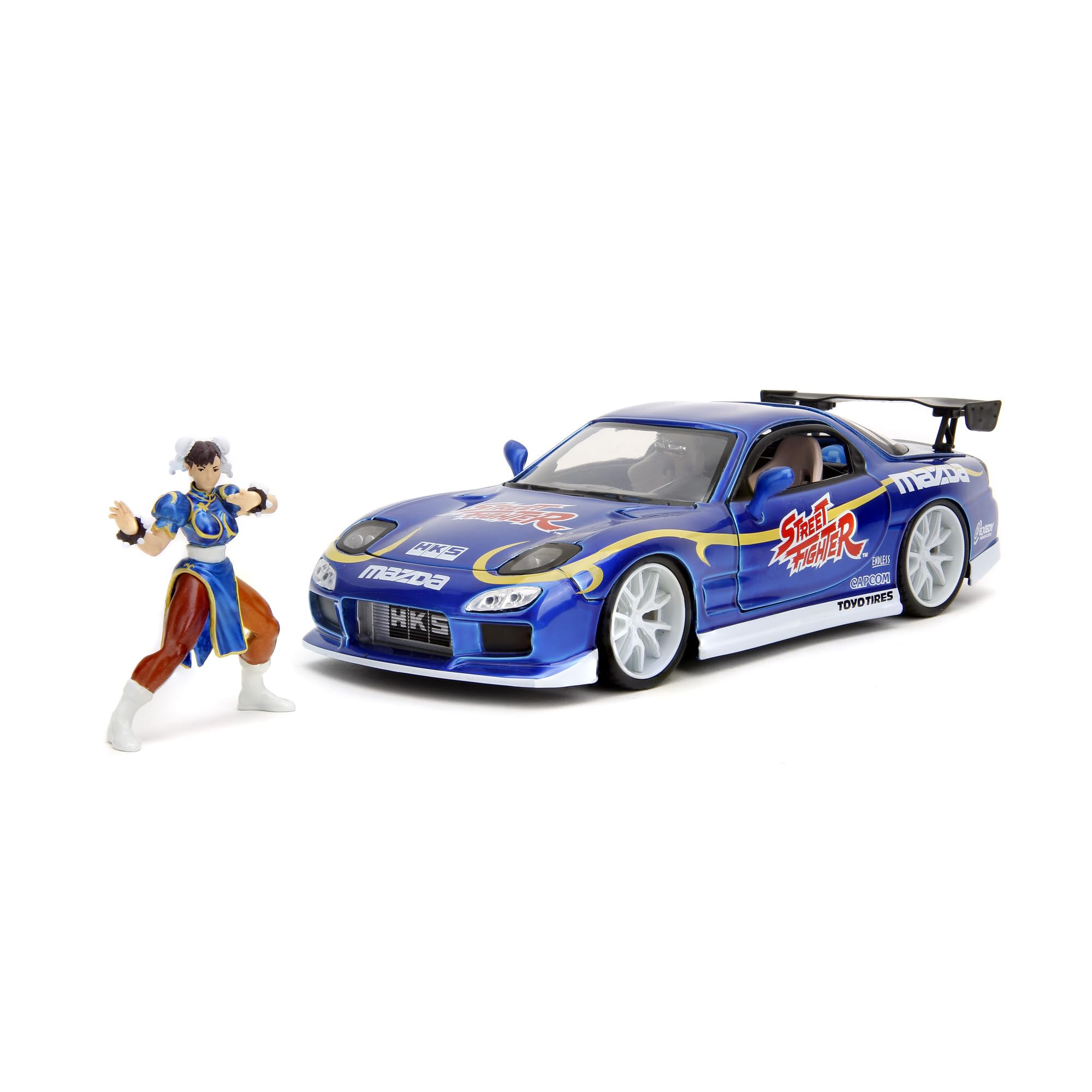 Jada Street Fighter 1:24 1993 Mazda RX-7 Die-Cast Car & 2.75" Chun-Li Figure, Toys for Kids and Adults