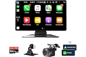 Wireless Carplay Screen for Car - Compatible with Portable Apple CarPlay & Android Auto, Car Play Screen with Backup Camera, 