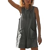 Glamaker Women's Summer Sleeveless Romper Casaul Beach Vacation Loose Shorts Jumpsuit Overalls Outfits 2026 With Pocket