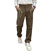 JMIERR Men's Baggy Pants Pleated Wide Leg Casual Dress Loose Fit Slacks Trousers