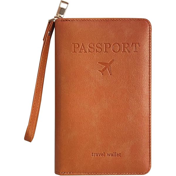 Passport Zipper Pouch With Strap,Faux Leather Document