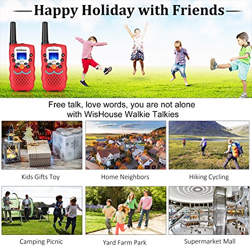 Wishouse Cheap Kid's Walkie Talkies, Mini Two way radios FestIval Gift Toys for boys,Cool Toys Free Talk Walky Talky Long range For Spy Games Hiking Camping Outdoor Activities(VT-8 Red, 1 Pair)