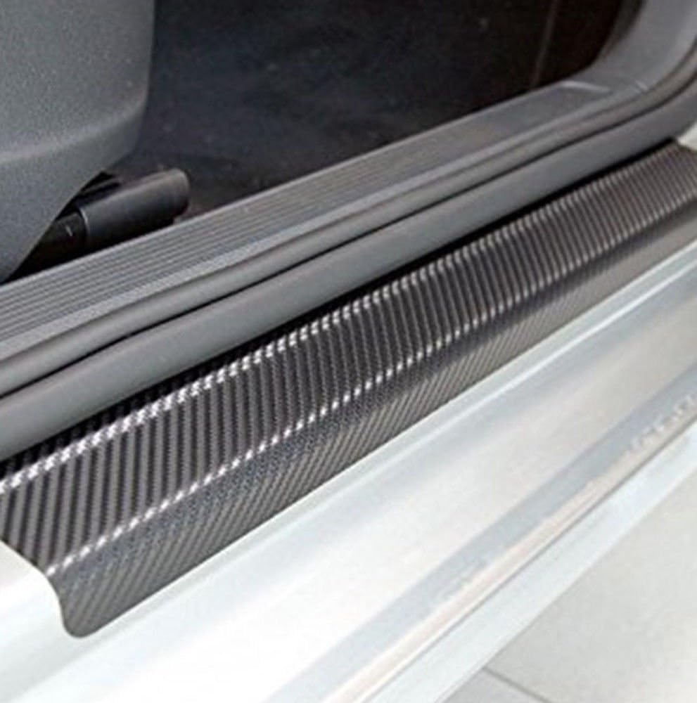 Car Sill Protectors 3D Carbon Fiber Black Car Door Sill Scuff Plate