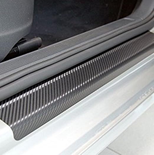 Car Sill Protectors 3D Carbon Fiber Black Car Door Sill Scuff Plate