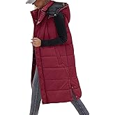 Yusongirl Long Puffer Vest Women Quilted Down Jackets Sleeveless Puffy Vest Zip Up Winter Coats Fall Outerwear