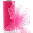 6" Premium Tulle Fabric Roll for Crafts, Wedding, Party Decorations, Gifts - Shocking Pink 25 Yard Spool