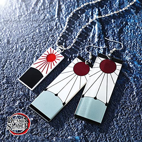 Buleens Demon Slayer Necklace With Tanjiro Earrings Set For Women girls Men Mens Boy Boys Anime kimetsu no yaiba Earring Cosplay Pendant Weird Statement Chain Long Silver Plated Stainless Steel Link Small Cool 2021 (Demon Slayer-1)