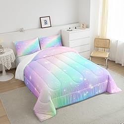 Erosebridal Rainbow Comforter Set Twin Girls Ombre