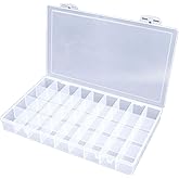 Feadily 1PCS 36 Grids Large Plastic Organizer Box with Dividers, Compartment Organizer Box for Nail Accessories/Screw/Sewing Arts and Oil Paint, Bead Storage Containers 14.9" x 9.2" x 1.9" (Clear)