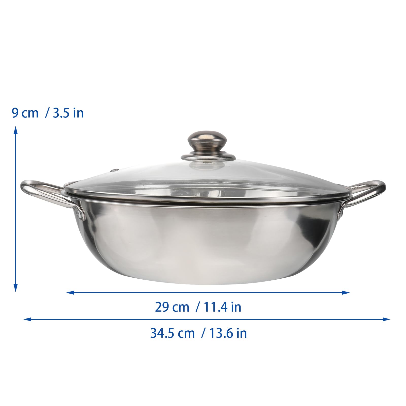 Hakidzel Twin Divided Hot Pot Multifunctional Stainless Steel Induction Cooker Hot Pot with Divider and Lid Dual-Sided Cookware for Induction Cooktop and Gas Stove for Shabu Shabu