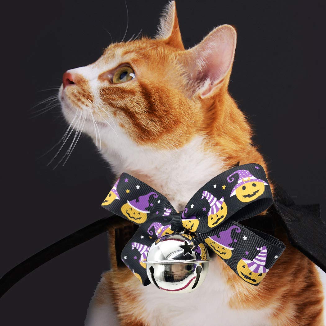 Fansport Pet Bat Wings Costume for Halloween, Cat Dog Bat Costume Puppy Collar Leads Cosplay Bat Costume with Pet Bowtie for Halloween Party