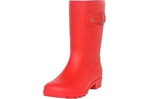 Fubotao Women's Mid Calf Rain Boots Waterproof Fashion Garden Shoes Anti-slipping Rainboots For Women Comfortable Insole Light Rain Shoes