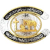 HUABOLA CALYN Long Horn Bull Western Belt Buckle Golden Rodeo Texas Cowboy Large Western buckles