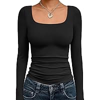 Trendy Queen Womens Cropped Long Sleeve Top - Square Neck Y2K